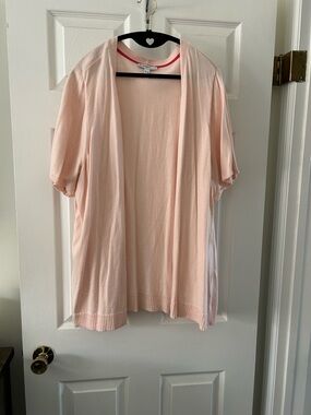 Isaac Mizrahi Light Peach Short Sleeve Open Cardigan